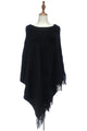 Plain Knitted Tassel Poncho - Fashion Scarf World