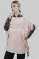 Pearl & Bead Shoulder Knitted Poncho - Fashion Scarf World