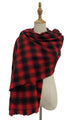 Woven Tartan Plaid Soft Wool Blanket Frayed Scarf