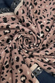 Speckle Leopard Print Scarf with Border and Frayed Edge