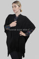 Metallic Thread & Pearl Knitted Tassel Poncho - Fashion Scarf World