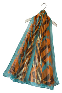 Vibrant Zigzag Print Chiffon Scarf