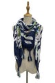 Floral Zebra Print Square Tassel Scarf