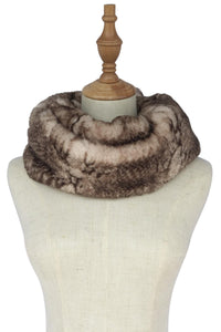 Snakeskin Print Faux Fur Soft Snood - Fashion Scarf World