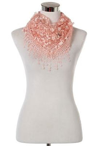 Glitter Flower Triangle Tassel Scarf - Fashion Scarf World