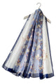 Two Tone Elegant Floral Print Chiffon Scarf
