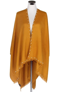Pearl Bead Border Poncho Wrap - Fashion Scarf World