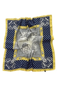 Silk Style Nautical Ships Print Square Scarf