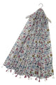 Ditsy Safflower Floral Print Tassel Scarf
