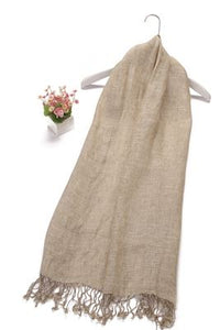 Plain Tassel Linen Scarf - Fashion Scarf World