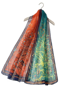 Two Tone Tree Print Chiffon Scarf