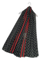 Letter Print With Red & Green Stripe Scarf