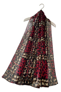 Leopard Print Plaid Chiffon Scarf