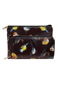 British Wildlife Bird Print Purse Collection - Black