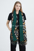 Leopard & Plain Stripe Print Soft Wool Tassel Scarf