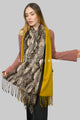 Snakeskin Stripe Soft Wool Tassel Scarf