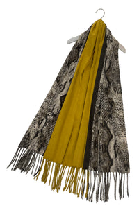 Snakeskin Stripe Soft Wool Tassel Scarf