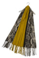 Snakeskin Stripe Soft Wool Tassel Scarf