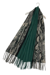 Snakeskin Stripe Soft Wool Tassel Scarf