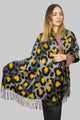 Contrast Leopard Print Soft Wool Tassel Scarf