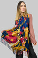 Abstract Flower Print Soft Wool Tassel Scarf