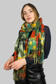 Painted Patchwork Soft Wool Tassel Scarf