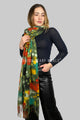 Painted Patchwork Soft Wool Tassel Scarf