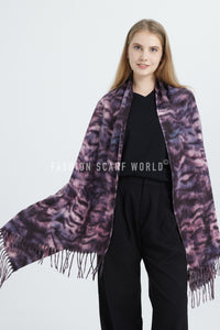 Tiger Stripe Print Soft Wool Tassel Scarf