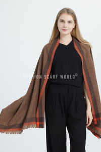 Houndstooth Check Print Frayed Scarf