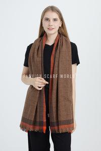 Houndstooth Check Print Frayed Scarf