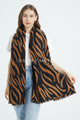 Large Zebra Print Wool Frayed Scarf