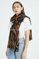 Large Zebra Print Wool Frayed Scarf