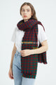 Woven Houndstooth Frayed Wool Scarf