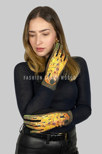 Klimt The Kiss Print Suede Touchscreen Gloves