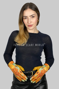 Van Gogh Sunflowers Suede Touchscreen Gloves