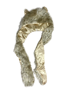 Long Wolf Fur Animal Hat With Pockets