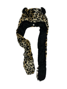 Long Cheetah Print Animal Hat With Pockets