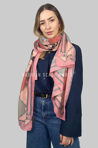 Horse & Carriage Diamond Chain Print Scarf