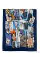 Paris Collage Print Scarf with Frayed Edge