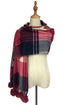 Colourful Tartan Wool Tassel Scarf