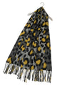 Contrast Leopard Print Soft Wool Tassel Scarf