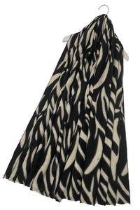 Large Zebra Print Wool Frayed Scarf