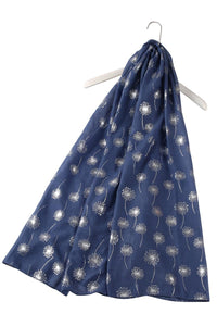 Silver Dandelion Print Cotton Scarf - Fashion Scarf World