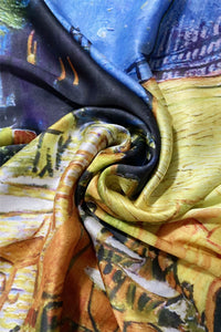 Van Gogh Terrace At Night Print Silk Scarf - Fashion Scarf World