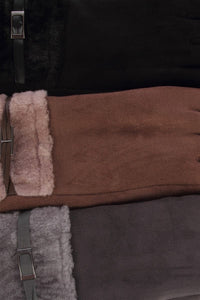 Side Buckled Faux Fur Edge Gloves - Fashion Scarf World