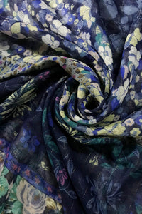 Metallic Thread Ditsy Floral & Leopard Print Scarf - Fashion Scarf World