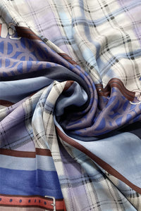 Plaid & Polka Dot Print Silk Scarf With Belt Detail - Fashion Scarf World