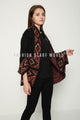 Eyelash Yarn Aztec Border Print Poncho - Fashion Scarf World