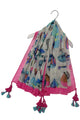 Hot Air Balloon Print Square Tassel Scarf