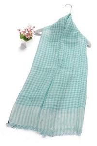 Classic Gingham Frayed Linen Scarf - Fashion Scarf World